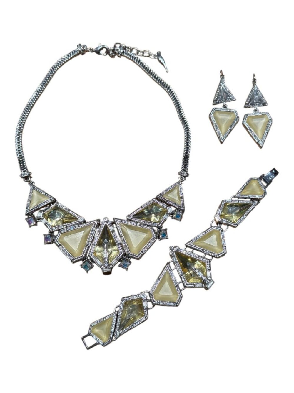 Chloe + Isabel Glacial Edge Bib Necklace, Statement Bracelet, and Statement Drop